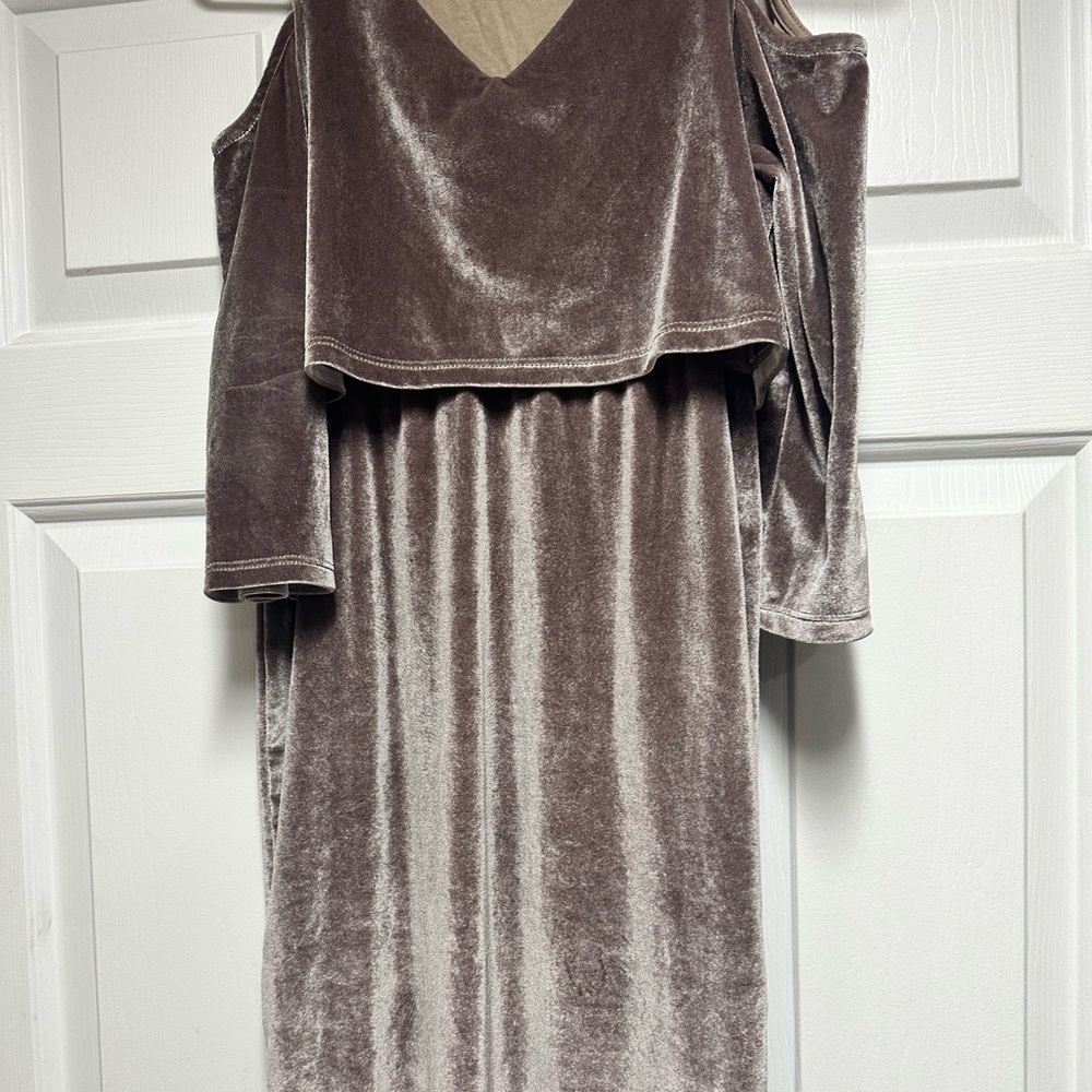 ASOS velvet cold shoulder midi